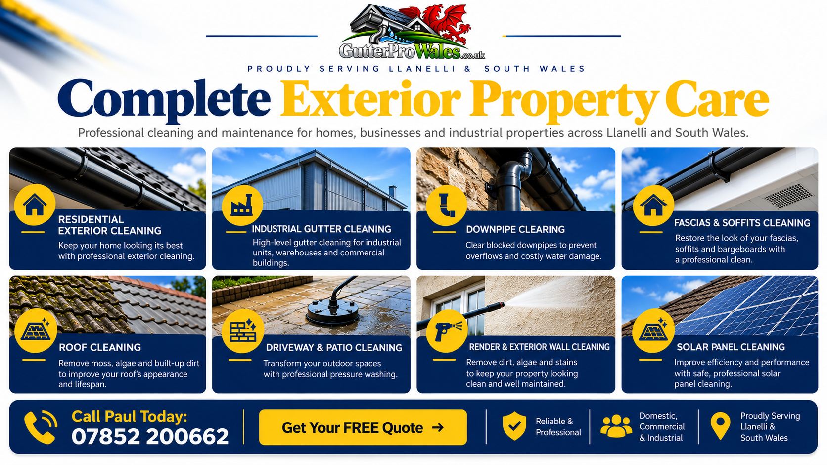 Professional gutter cleaning service in West Wales